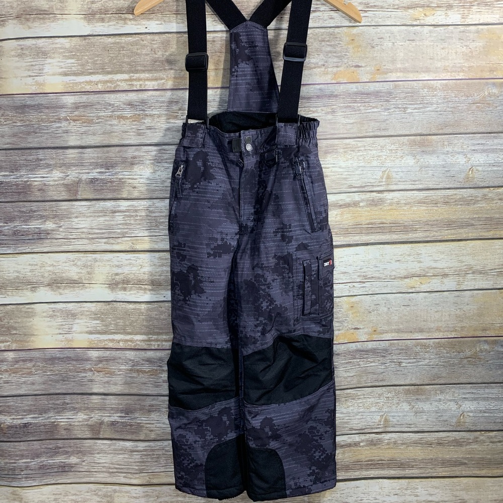 Kids 32 Degrees Black & Grey Camouflage Snow Bib Ski Overalls Size Small‎ 7/8